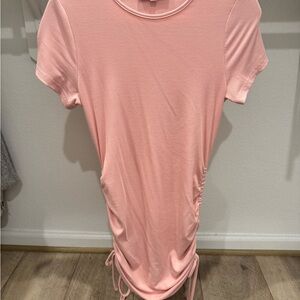 Pink Ruched Short Sleeve Dress